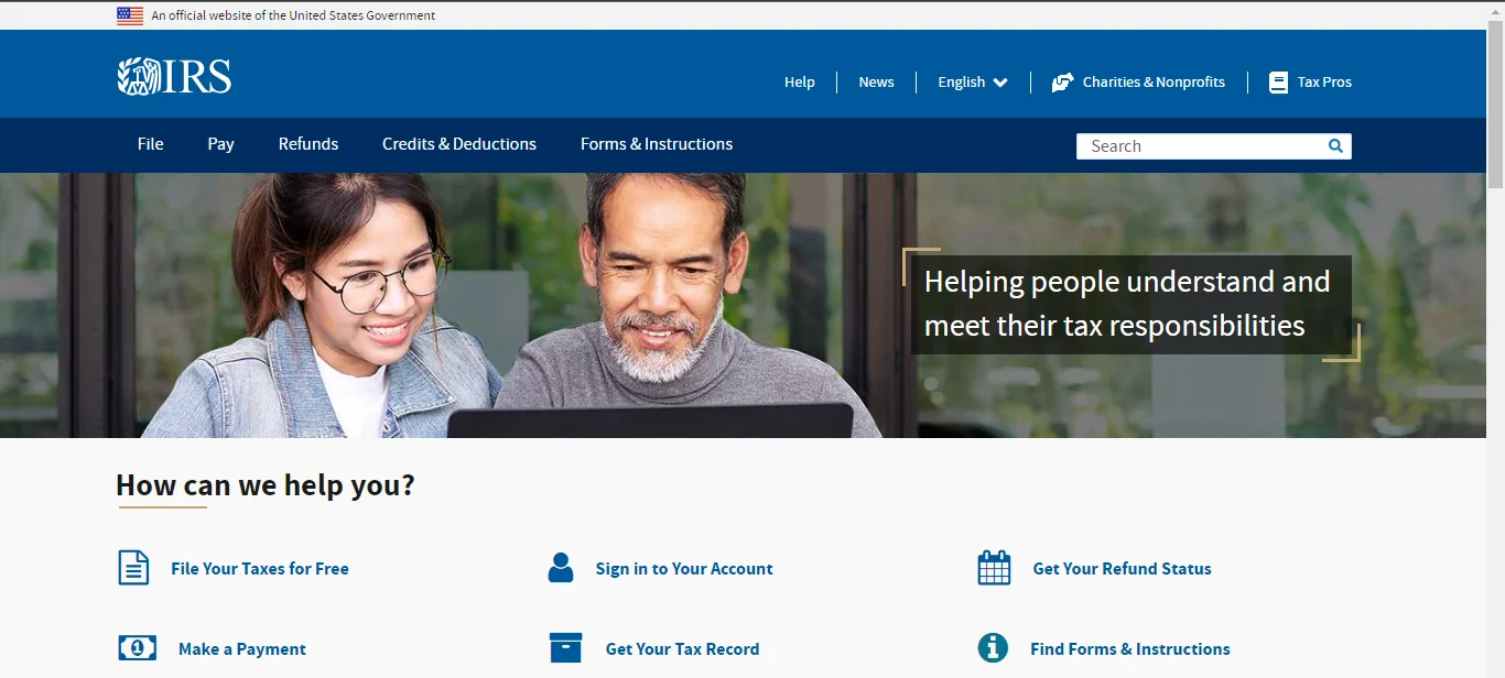 2. Visit the official IRS website:
